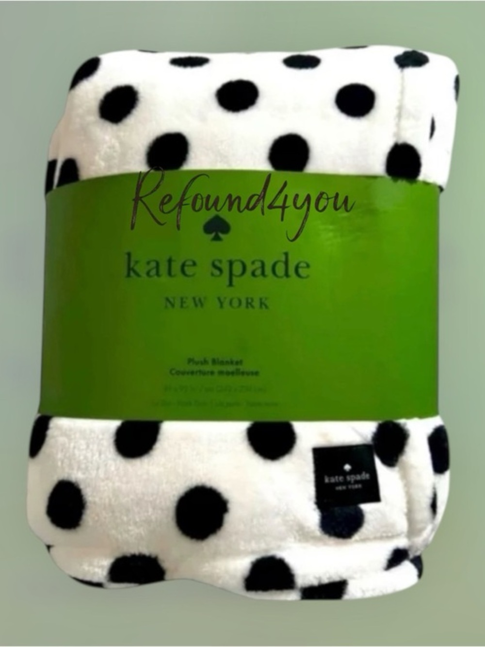 kate spade - ‘Black & White Polka Dot’ Plush Blanket Full/Queen 98“ x 92“. NWT.